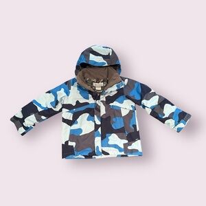 Boys Columbia Interchange Blue Camouflage Print Hooded Jacket Sz XXS